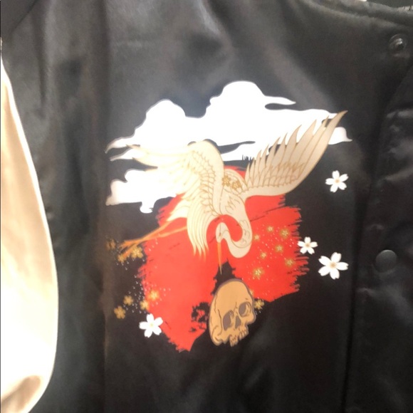 Reason Black and Cream Bomber Jacket - Picture 3 of 7